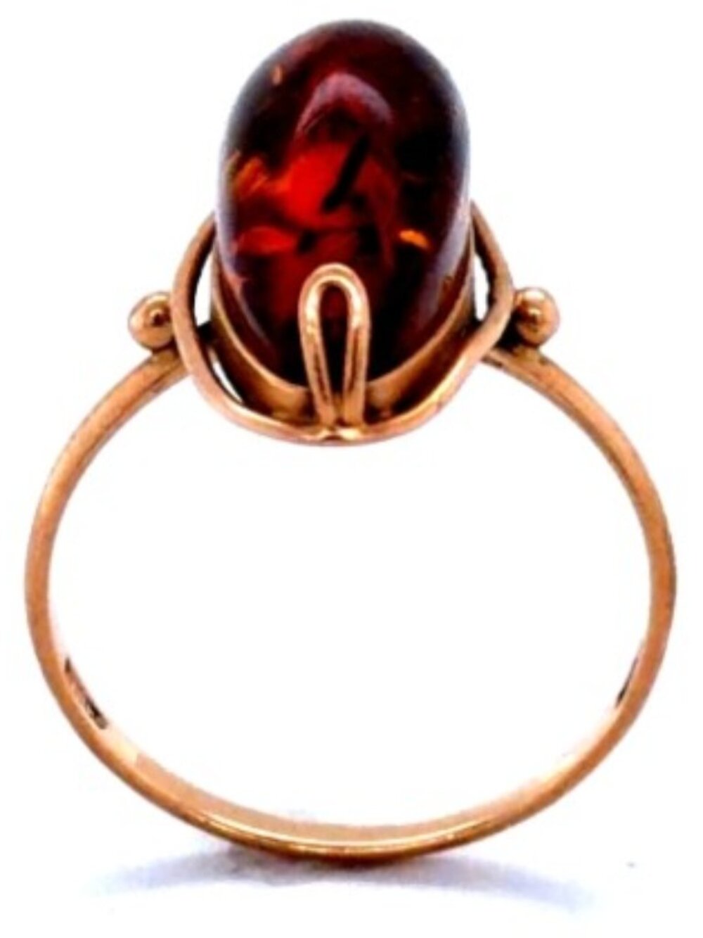 14K Rose Gold Russian Amber Unique full of natural intrigue Ring